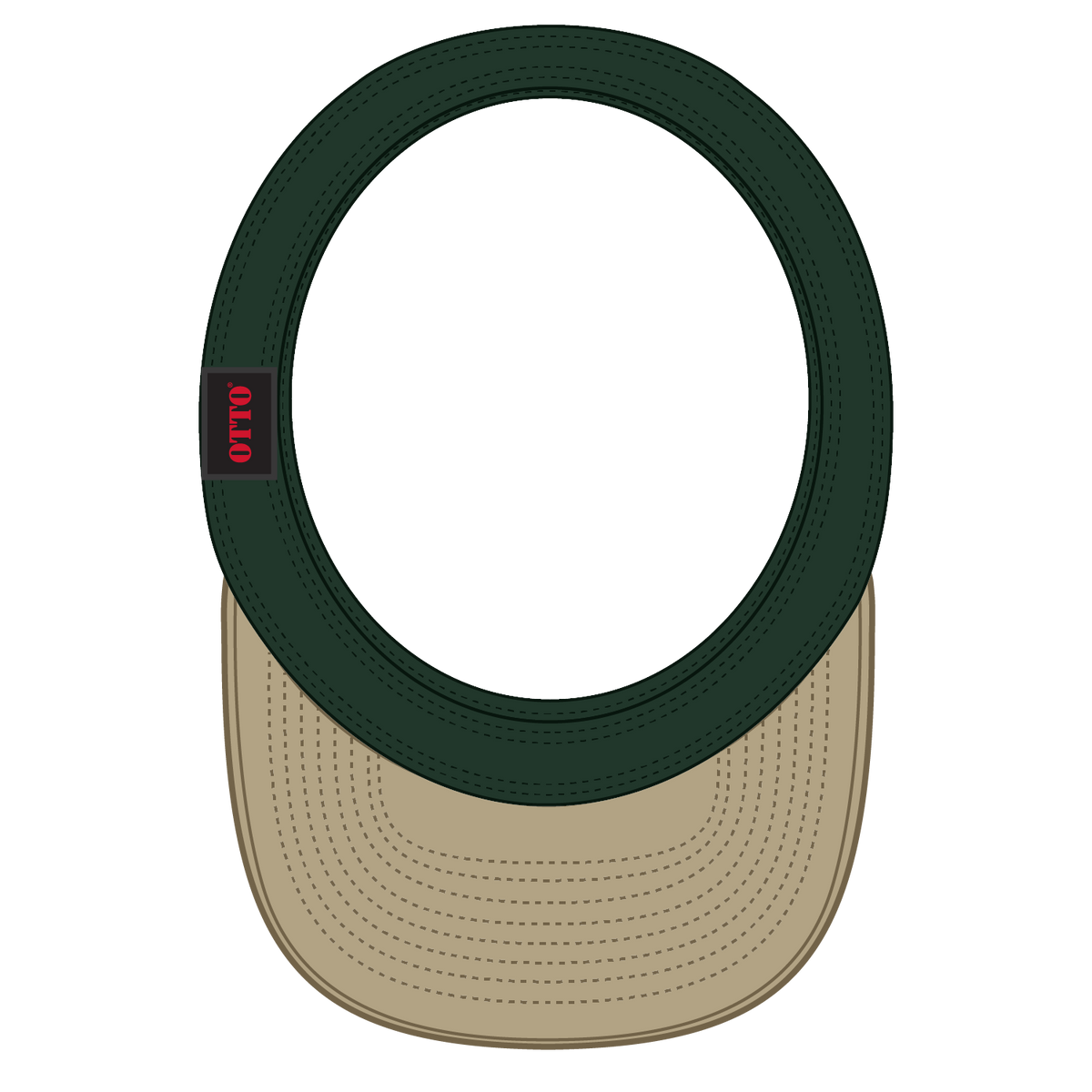 Inside View of 3217 - Kha/Dk.Grn OTTO CAP "OTTO FLEX" Fitted Sun Visor