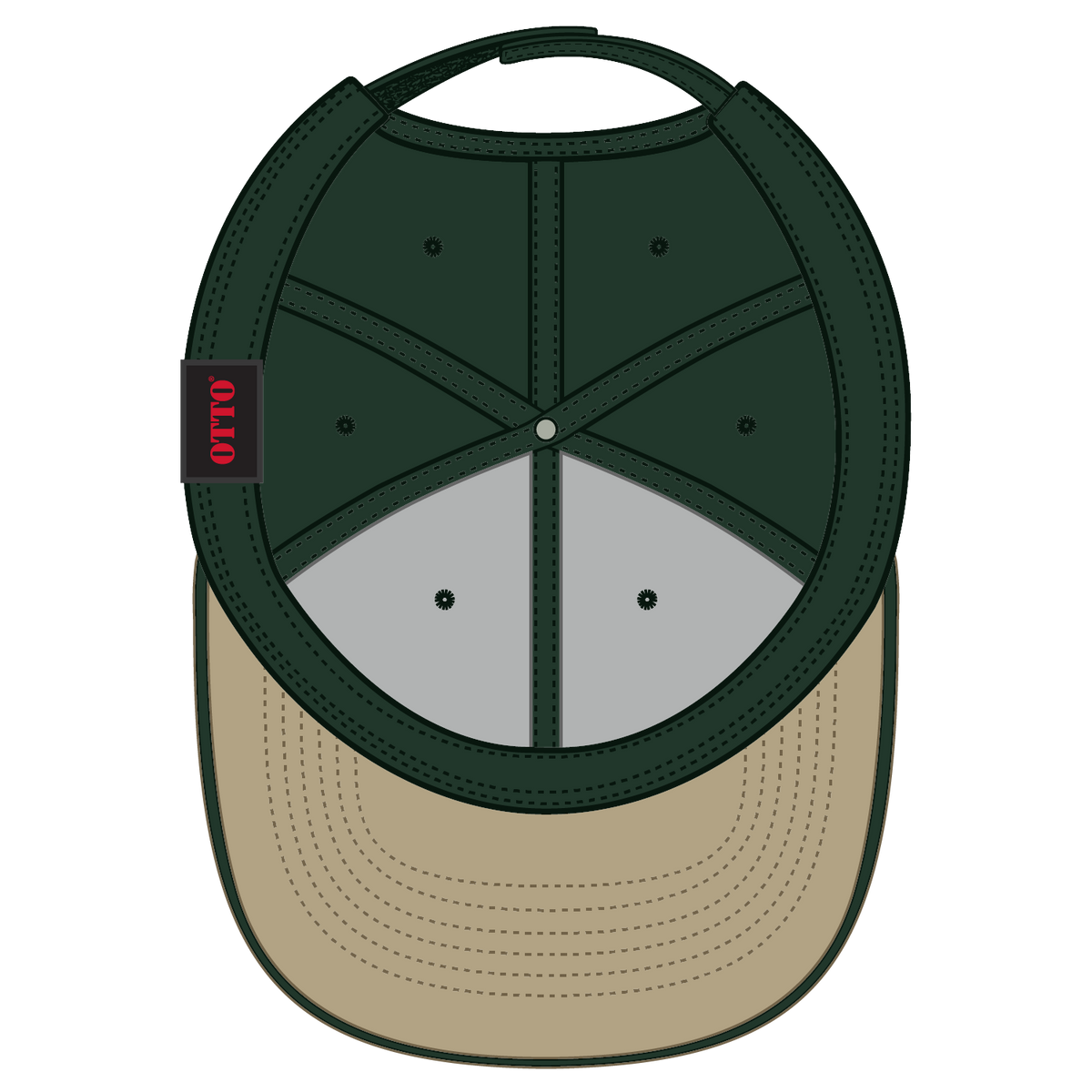 Inside View of 321717 - Kha/Dk.Grn/Dk.Grn OTTO CAP 6 Panel Low Profile Baseball Cap