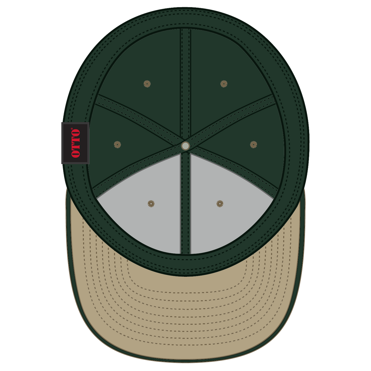 Inside View of 321717 - Kha/Dk.Grn/Dk.Grn OTTO CAP "OTTO FLEX" Fitted 6 Panel Low Profile Baseball Cap