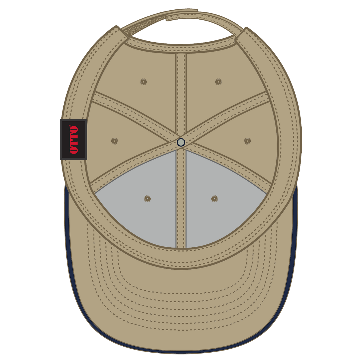 Inside View of 323204 - Kha/Kha/Nvy OTTO CAP 6 Panel Low Profile Baseball Cap
