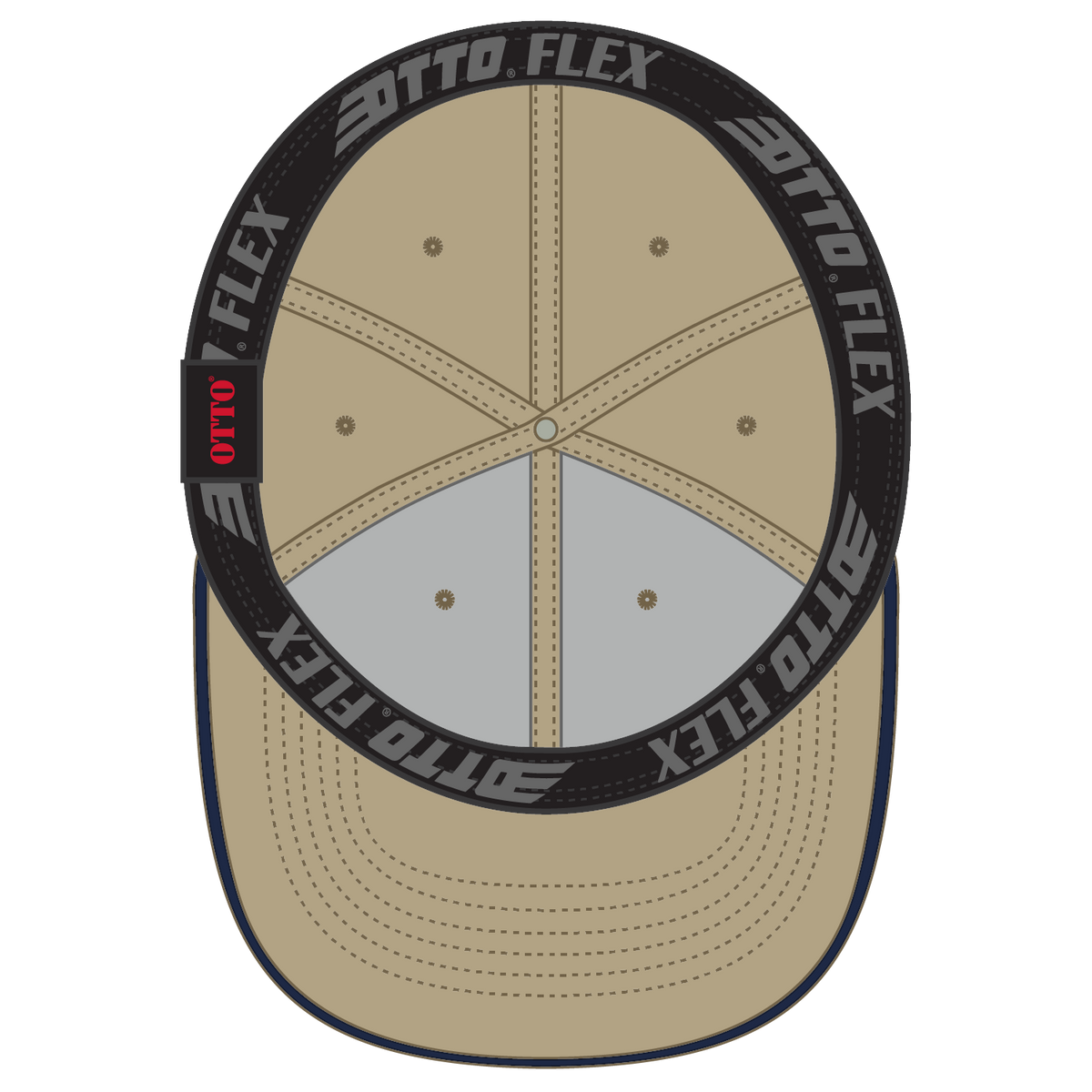 Inside View of 323204 - Kha/Kha/Nvy OTTO CAP "OTTO FLEX" Fitted 6 Panel Low Profile Baseball Cap