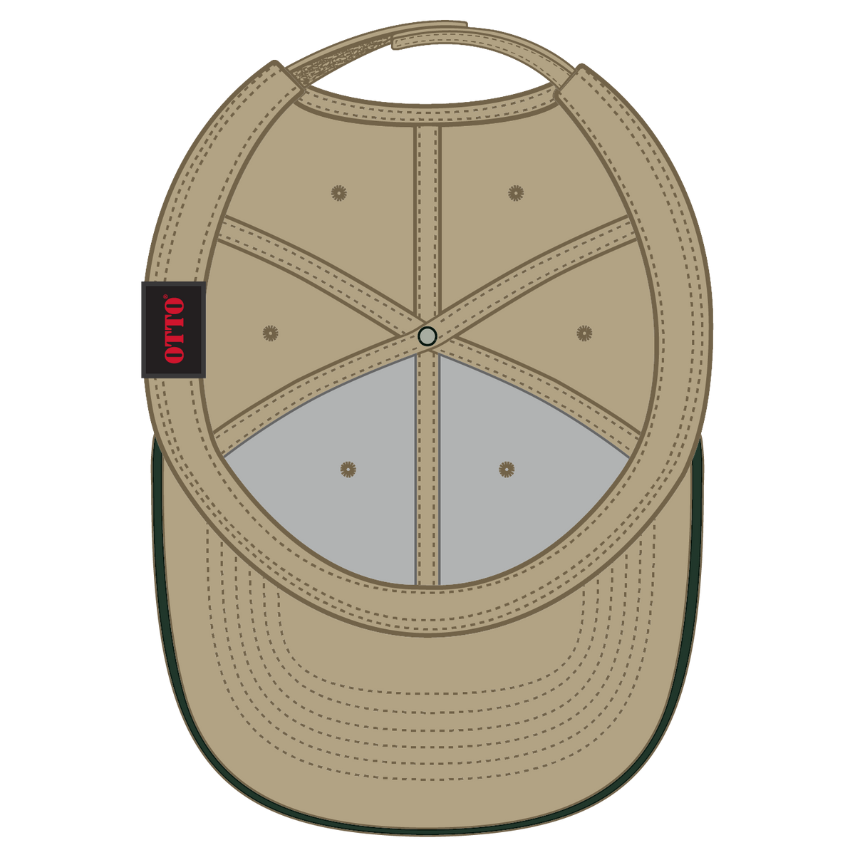 Inside View of 323217 - Kha/Kha/Dk.Grn OTTO CAP 6 Panel Low Profile Baseball Cap