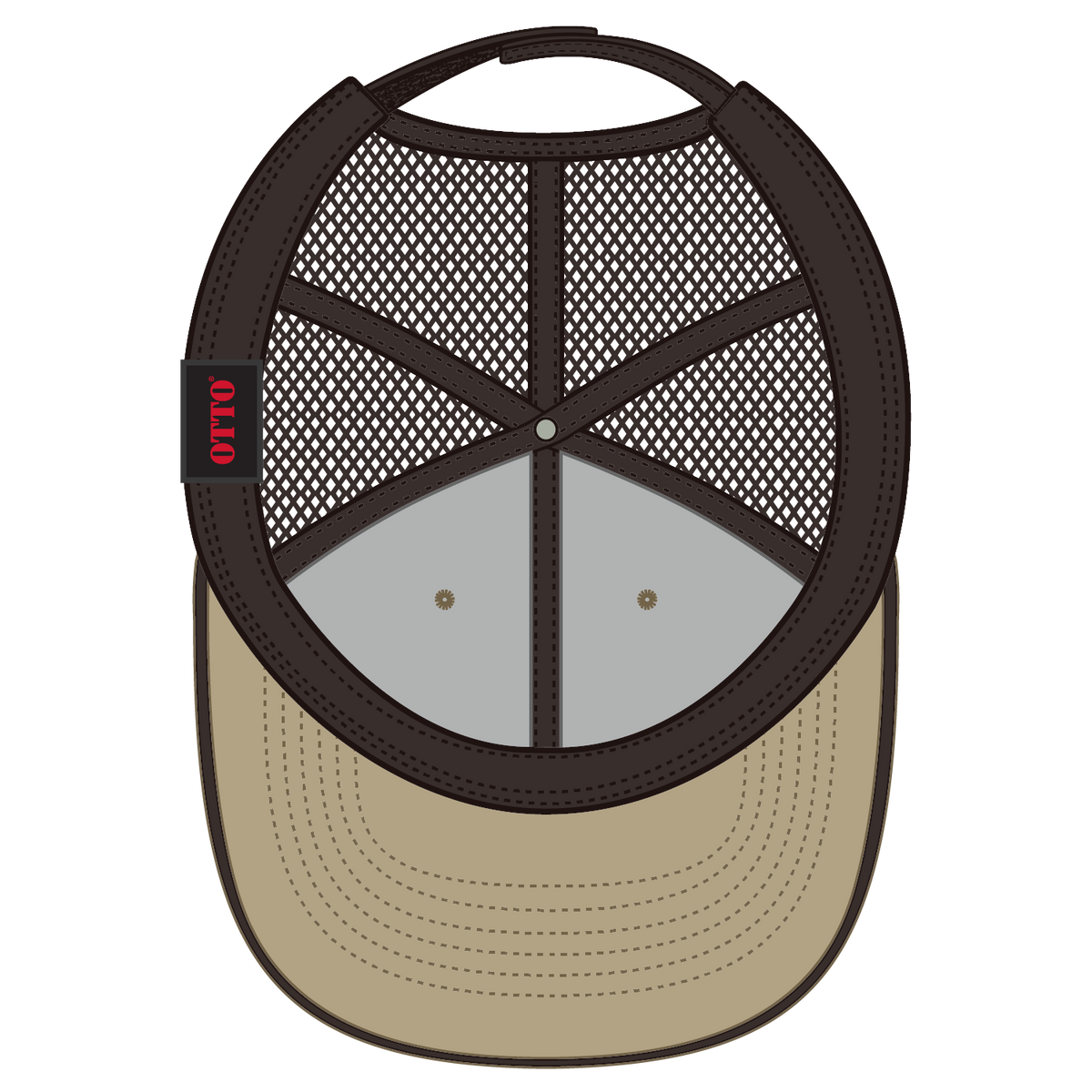 Inside View of 323239 - Kha/Kha/Dk.Brn OTTO CAP 6 Panel Low Profile Mesh Back Trucker Hat