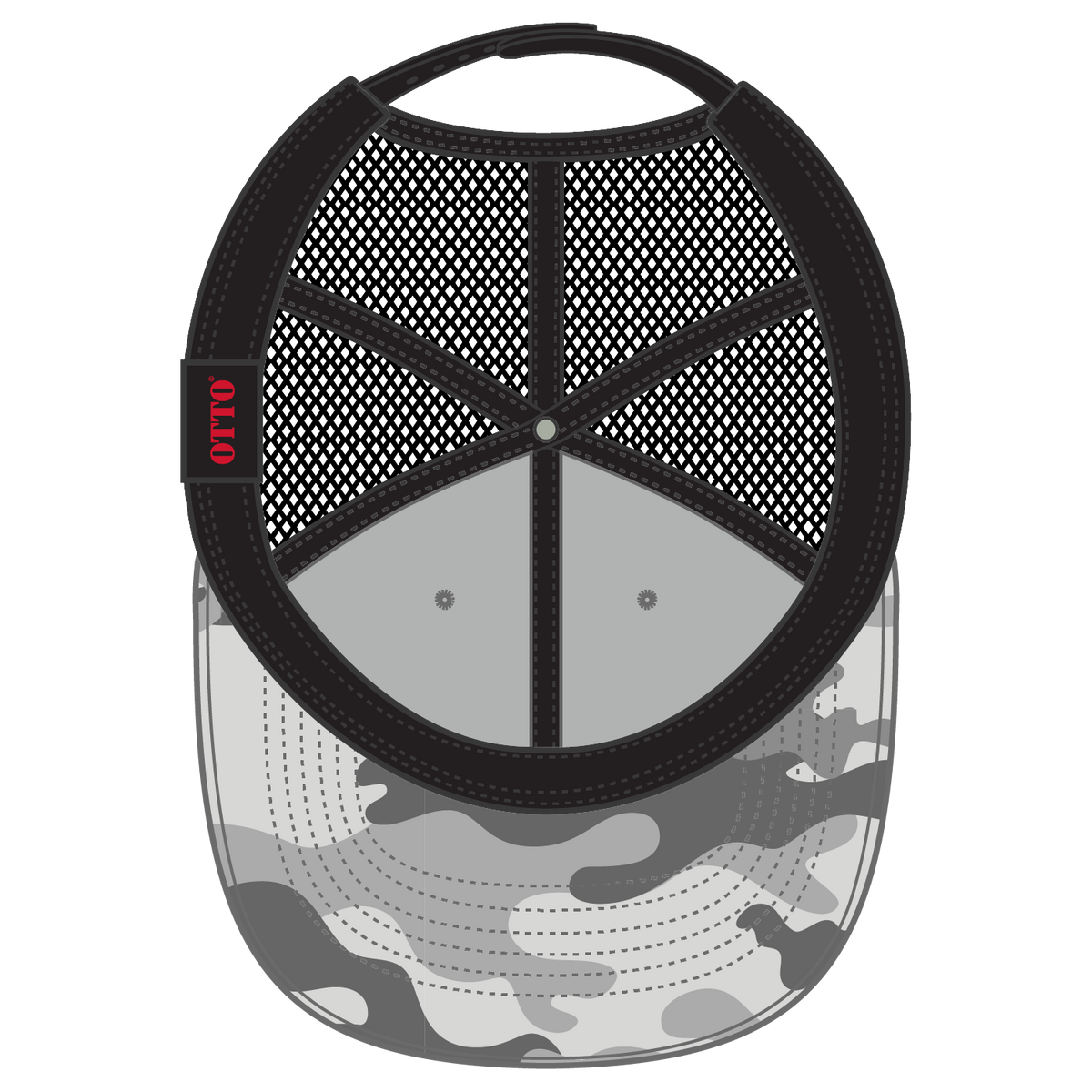 Inside View of 351403 - St.Gry/Gry/Blk OTTO CAP Camouflage 6 Panel Low Profile Mesh Back Trucker Hat