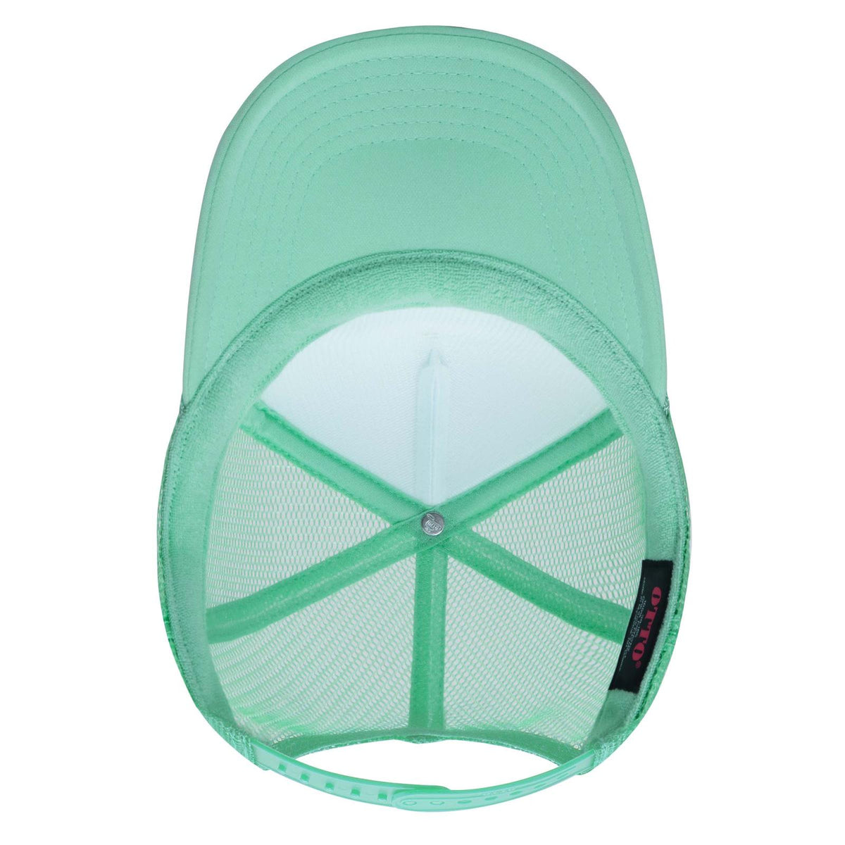 Inside View of 381638 - Sm Grn/Wht/Sm Grn OTTO CAP 5 Panel High Crown Mesh Back Trucker Hat