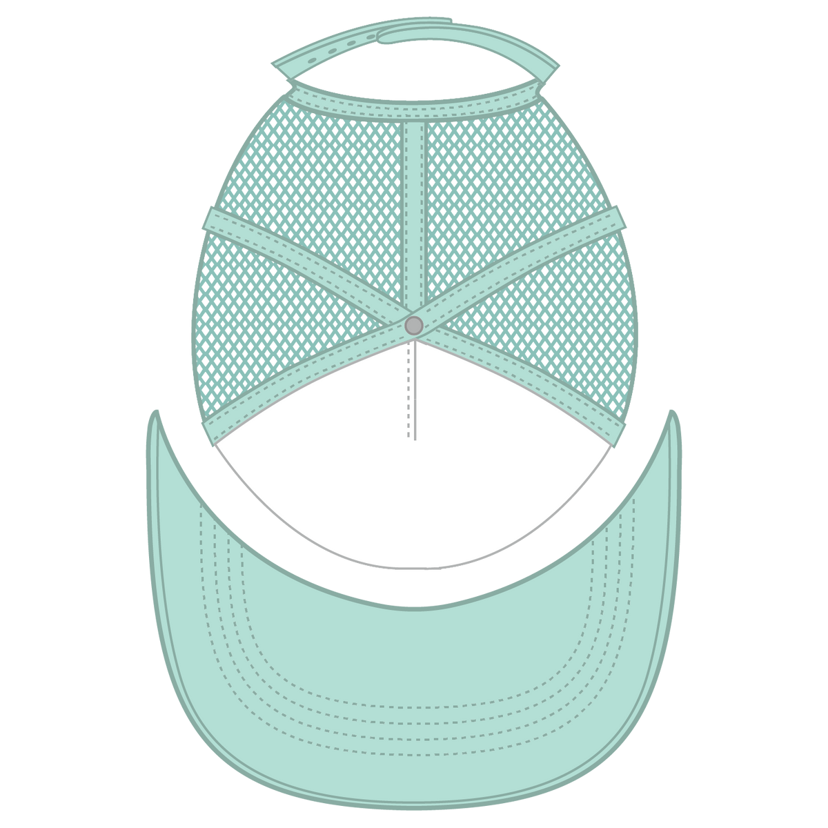 Inside View of 381638 - Sm Grn/Wht/Sm Grn OTTO CAP 5 Panel High Crown Mesh Back Trucker Hat