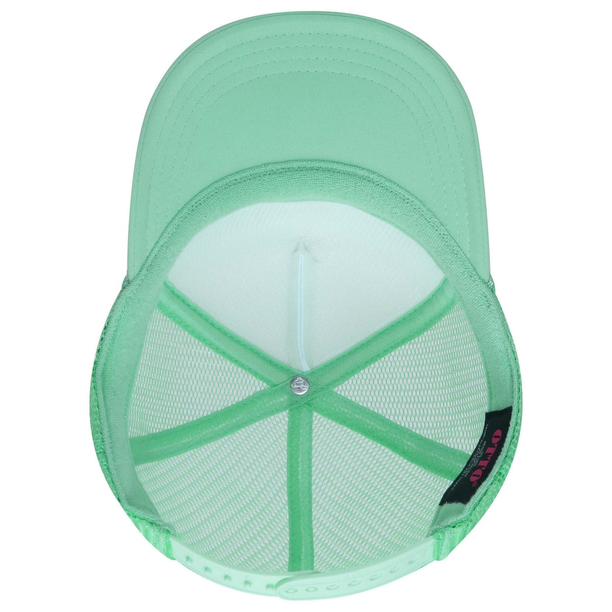 Inside View of 381638 - Sm Grn/Wht/Sm Grn OTTO CAP 5 Panel High Crown Mesh Back Trucker Hat