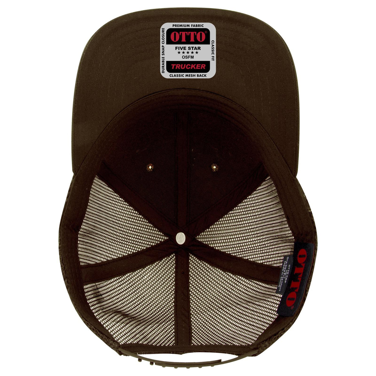 Inside View of 3911239 - D.Brn/Cork/D.Brn OTTO CAP 6 Panel Low Profile Mesh Back Trucker Hat