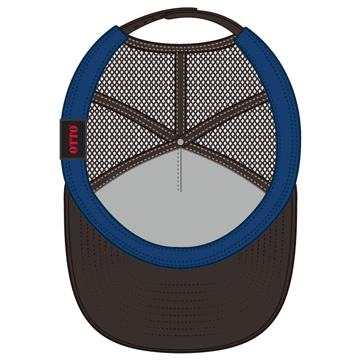 Inside View of 3911239B - D.Brn/Cork/D.Brn OTTO CAP "OTTO SNAP" 5 Panel Pro Style Mesh Back Trucker Snapback Hat