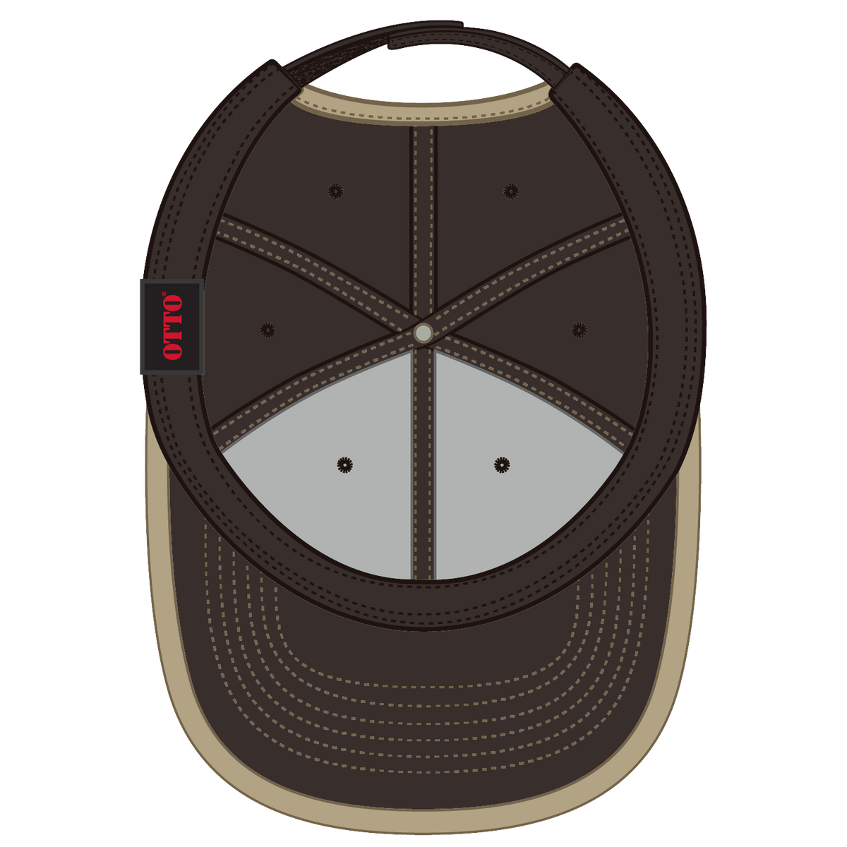 Inside View of 3932 - Dk.Brn/Kha OTTO CAP 6 Panel Low Profile Baseball Cap