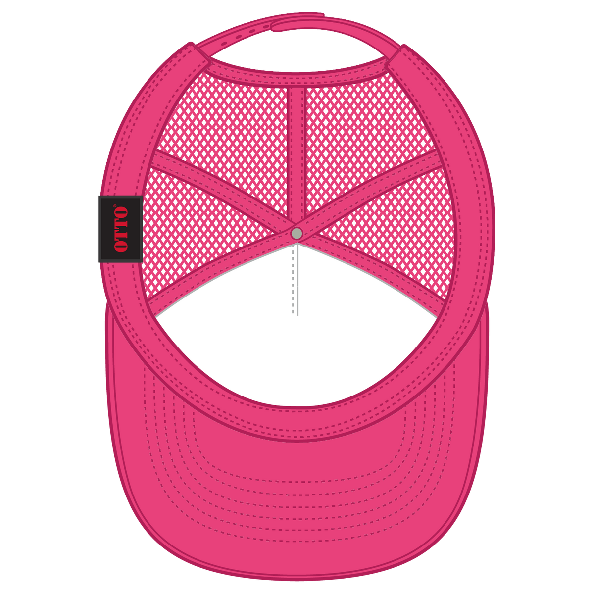 Inside View of 421642 - H.Pnk/Wht/H.Pnk OTTO CAP 5 Panel Mid Profile Mesh Back Trucker Hat