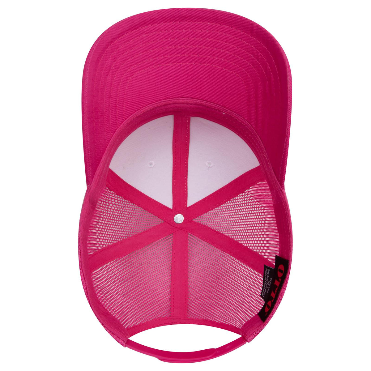 Inside View of 421642 - H.Pnk/Wht/H.Pnk OTTO CAP 6 Panel Mid Profile Mesh Back Trucker Hat