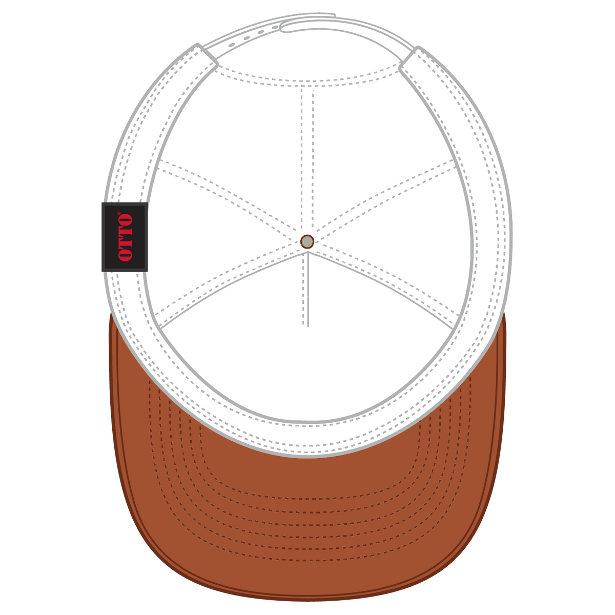 Inside View of 444416 - Tx Org/Tx Org/Wht OTTO CAP 5 Panel High Crown Mesh Back Trucker Hat