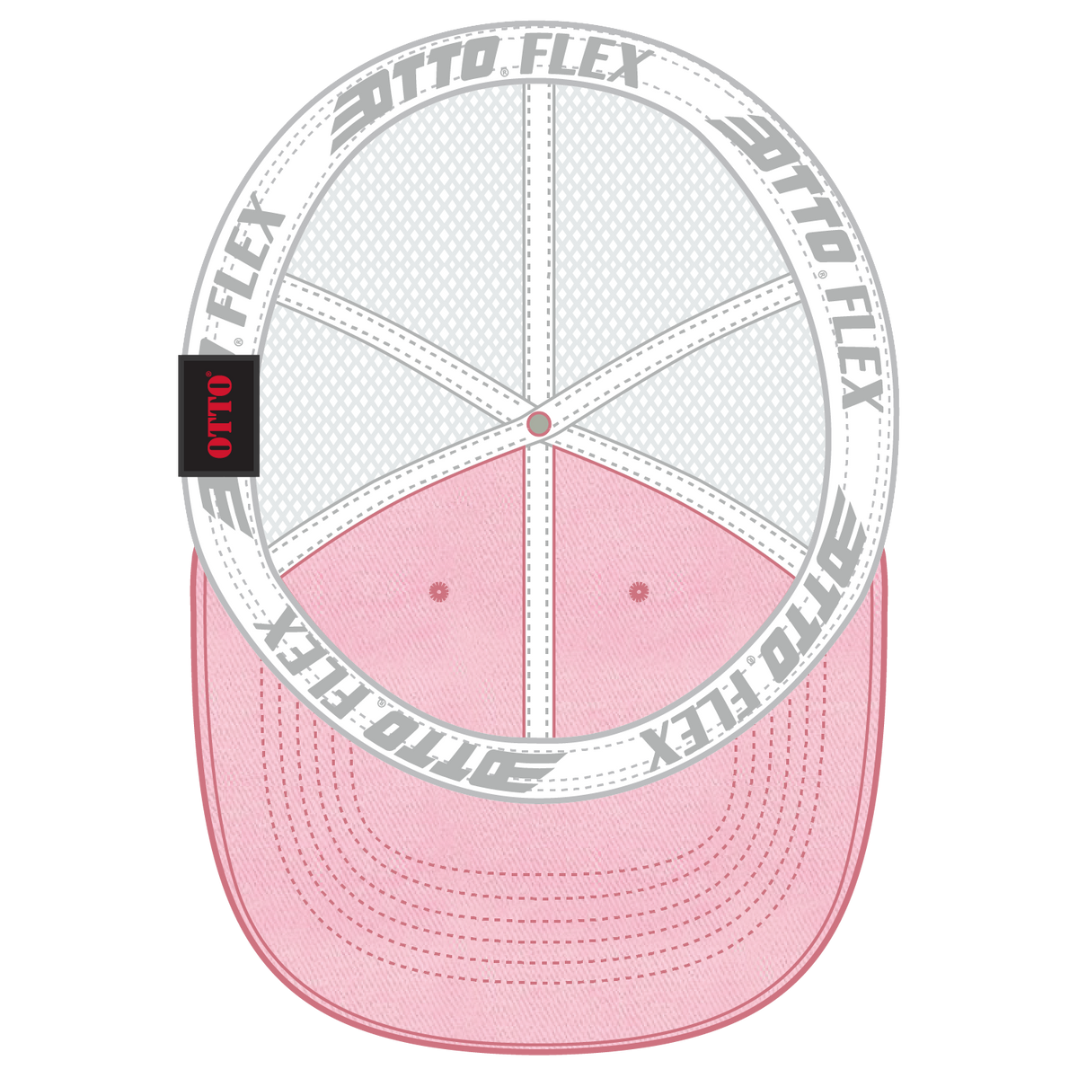 Inside View of 505016 - Pnk/Pnk/Wht OTTO CAP "OTTO FLEX" Fitted 6 Panel Low Profile Mesh Back Trucker Hat