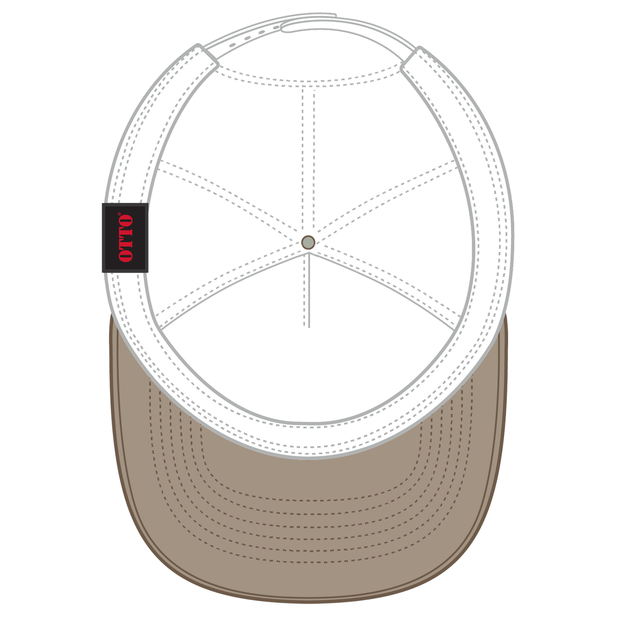 Inside View of 535316 - Dk.Kha/Dk.Kha/Wht OTTO CAP 5 Panel High Crown Mesh Back Trucker Hat