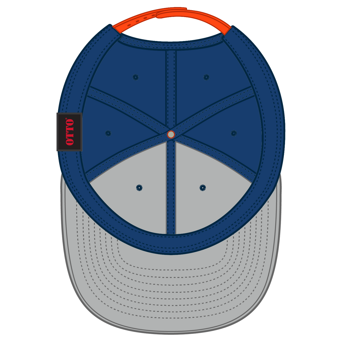 Inside View of 620101 - Org/Ryl/Ryl OTTO CAP "OTTO SNAP" 6 Panel Pro Style Snapback Hat