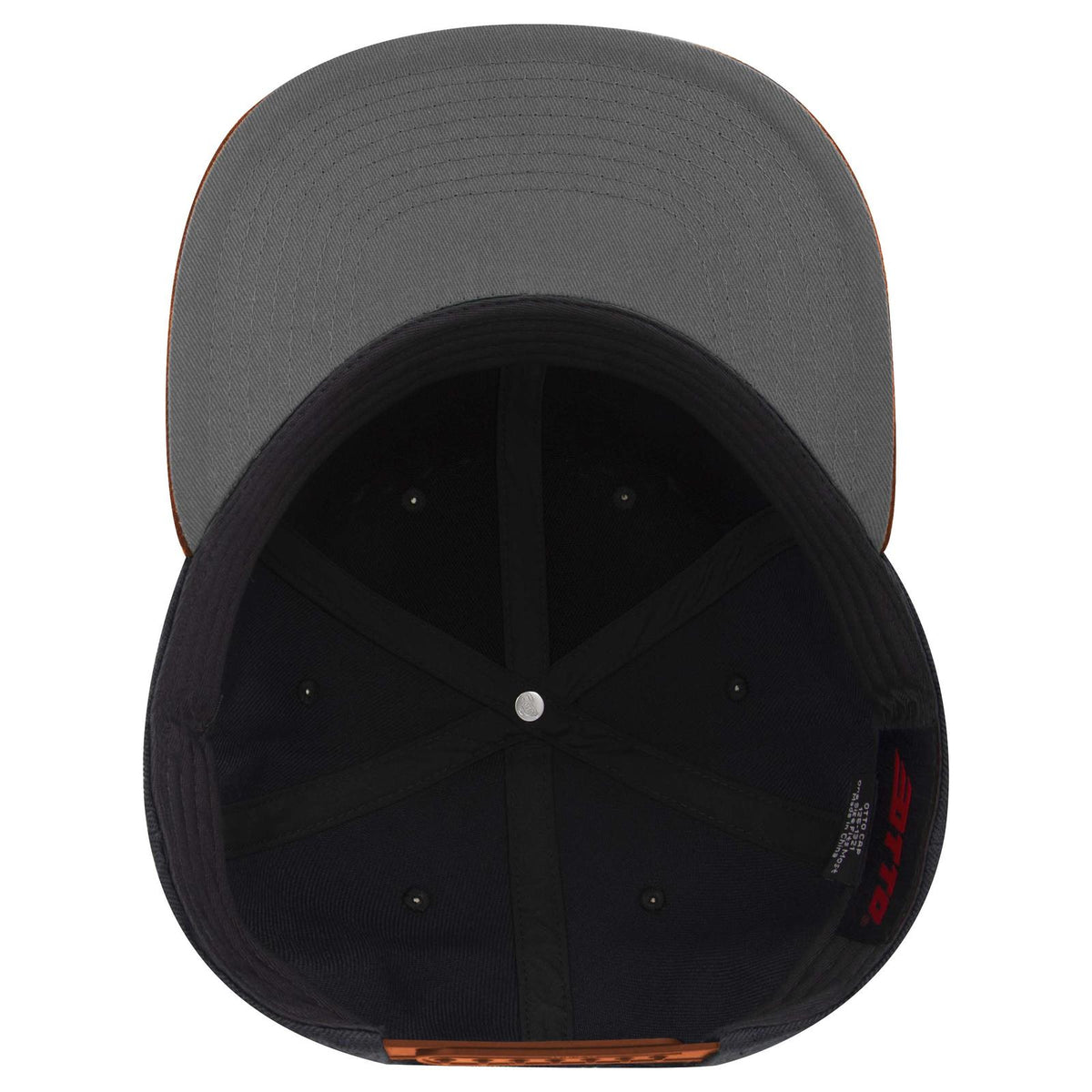 Inside View of 620303 - Org/Blk/Blk OTTO CAP "OTTO SNAP" 6 Panel Pro Style Snapback Hat