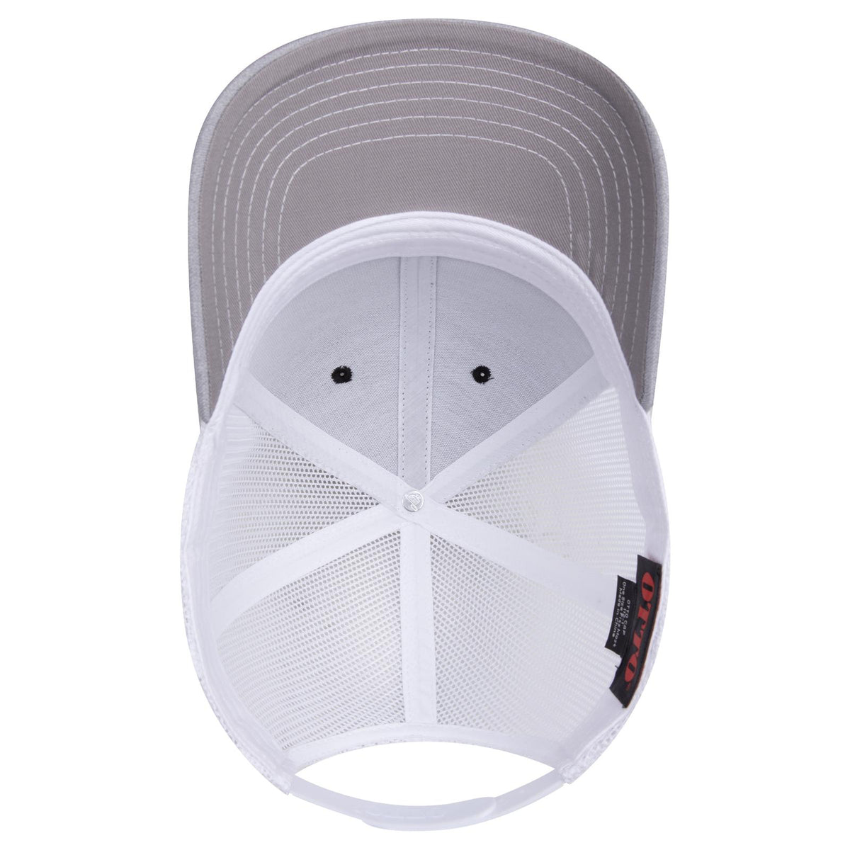 Inside View of 740316 - HeatherGray/Black/White OTTO CAP 6 Panel Mid Profile Mesh Back Trucker Hat
