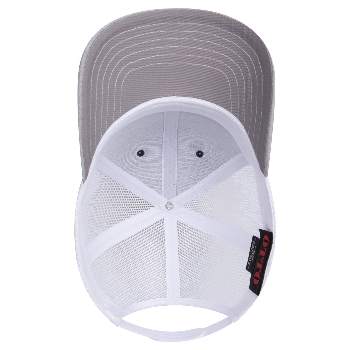 Inside View of 740416 - HeatherGray/Navy/White OTTO CAP 6 Panel Mid Profile Mesh Back Trucker Hat