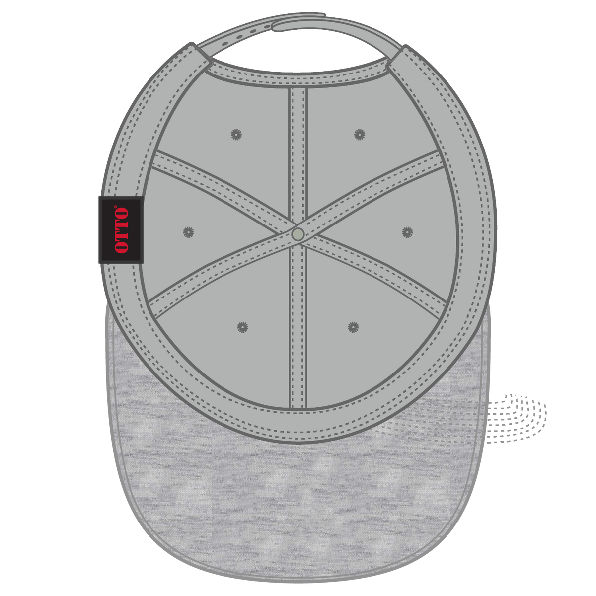 Inside View of 7414 - Heath.Gry/Gry OTTO CAP "OTTO SNAP" 6 Panel Mid Profile Snapback Hat
