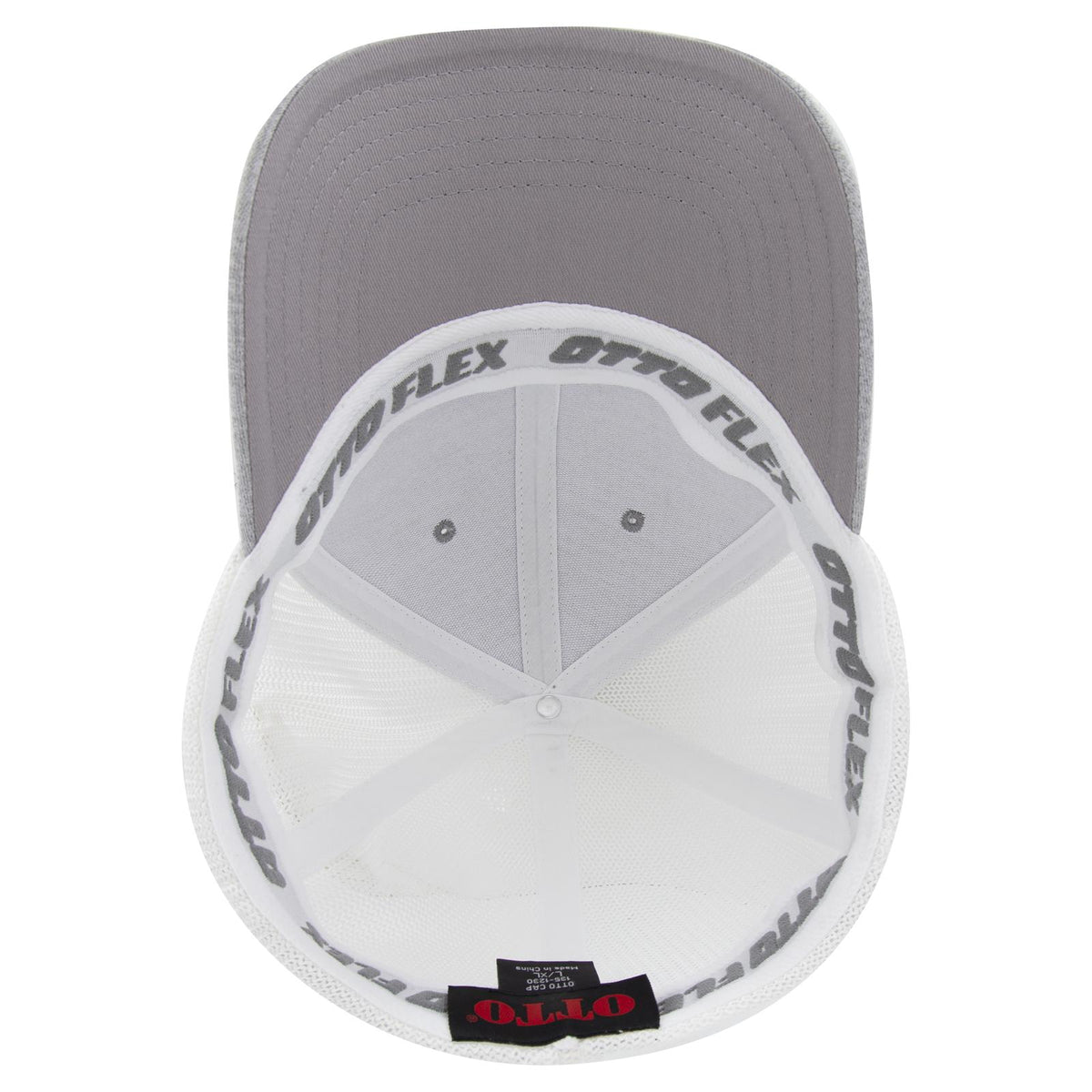 Inside View of 7416A - Ht.Gry/Wht OTTO CAP "OTTO FLEX" Fitted 6 Panel Low Profile Mesh Back Trucker Hat