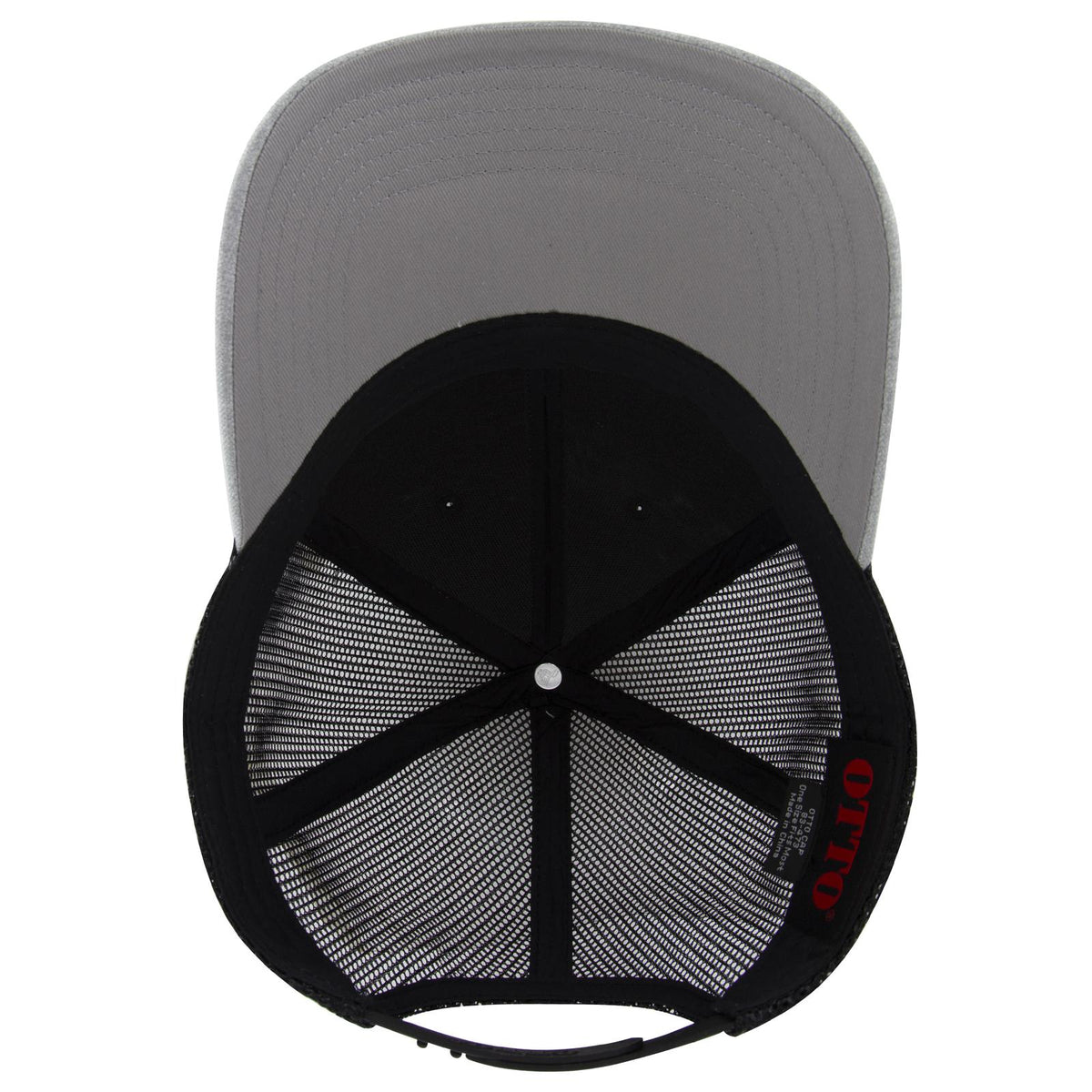 Inside View of 747403 - H. Gry/H. Gry/Blk OTTO CAP 6 Panel Low Profile Mesh Back Trucker Hat