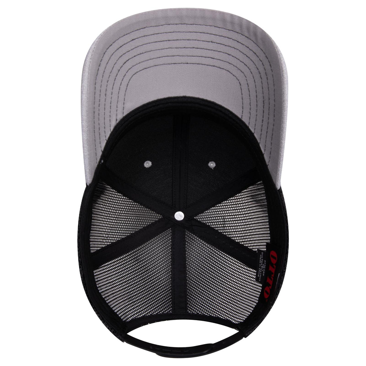 Inside View of 747403 - H. Gry/H. Gry/Blk OTTO CAP 6 Panel Mid Profile Mesh Back Trucker Hat