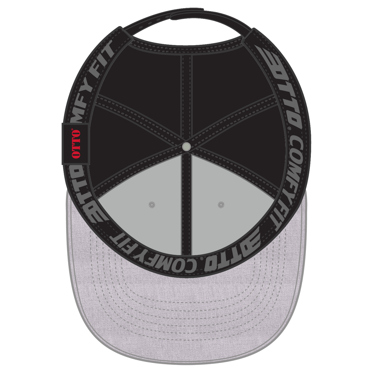 Inside View of 747403A - H. Gry/H. Gry/Blk OTTO CAP "OTTO COMFY FIT" 6 Panel Low Profile Mesh Back Trucker Hat