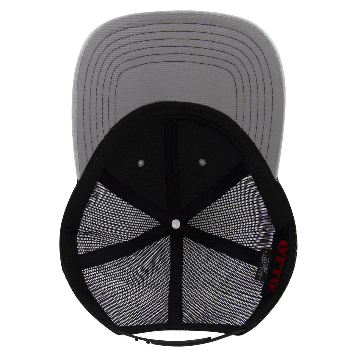 Inside View of 747403B - Ht Gry/Ht Gry/Blk OTTO CAP 6 Panel Low Profile Mesh Back Trucker Hat