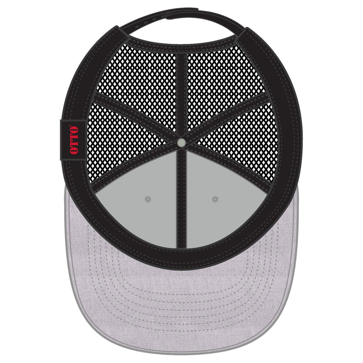 Inside View of 747403B - Ht Gry/Ht Gry/Blk OTTO CAP 6 Panel Low Profile Mesh Back Trucker Hat