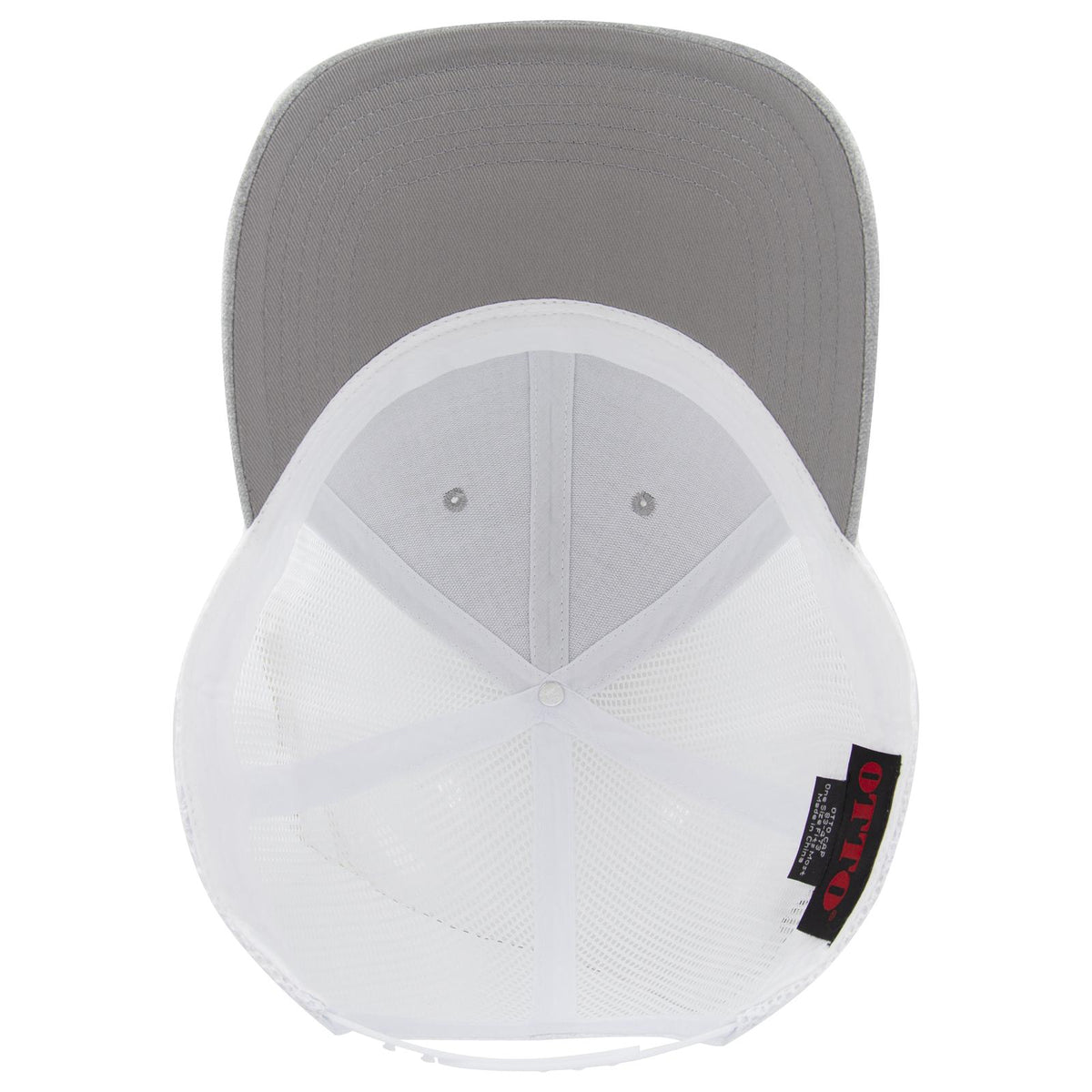 Inside View of 747416 - H. Gry/H. Gry/Wht OTTO CAP 6 Panel Low Profile Mesh Back Trucker Hat