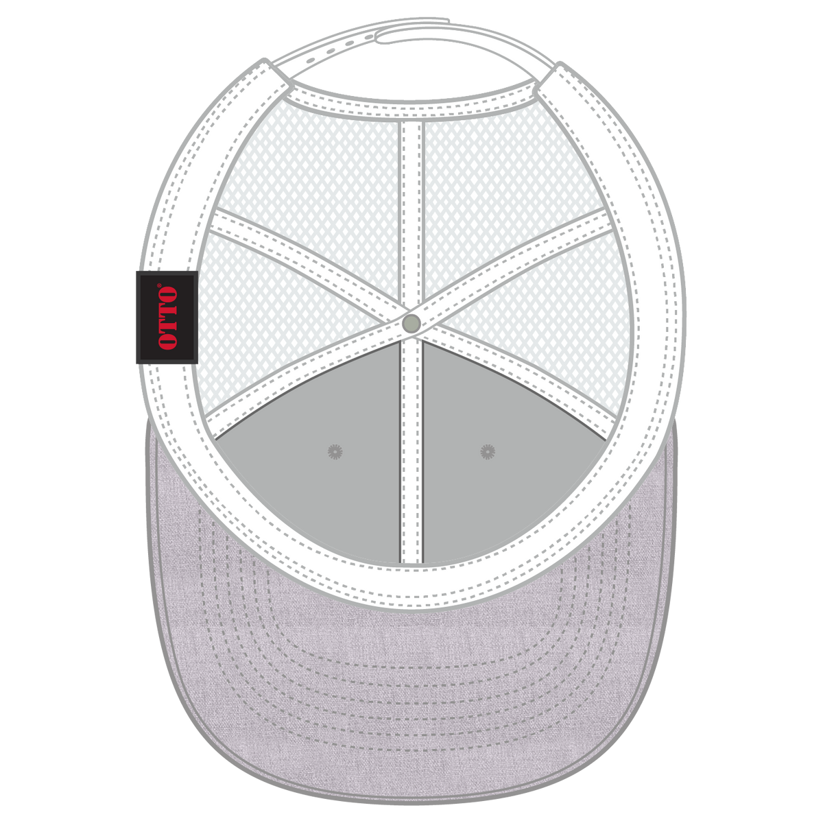 Inside View of 747416 - HeatherGray/HeatherGray/White OTTO CAP 6 Panel Low Profile Mesh Back Trucker Hat