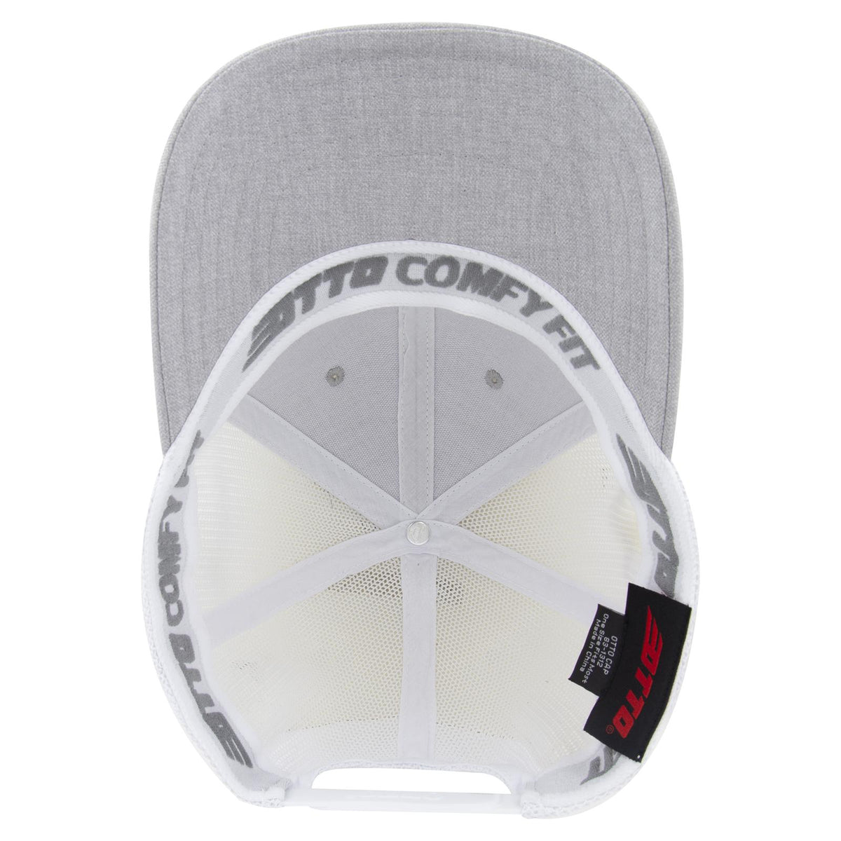 Inside View of 747416A - HeatherGray/HeatherGray/White OTTO CAP "OTTO COMFY FIT" 6 Panel Low Profile Mesh Back Trucker Hat