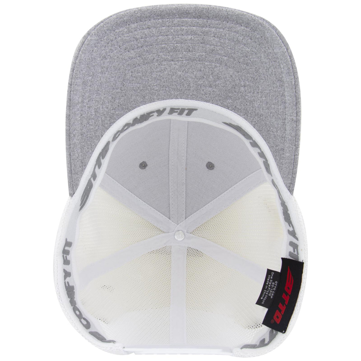 Inside View of 747416B - HeatherGray/HeatherGray/White OTTO CAP "OTTO COMFY FIT" 6 Panel Low Profile Mesh Back Trucker Hat