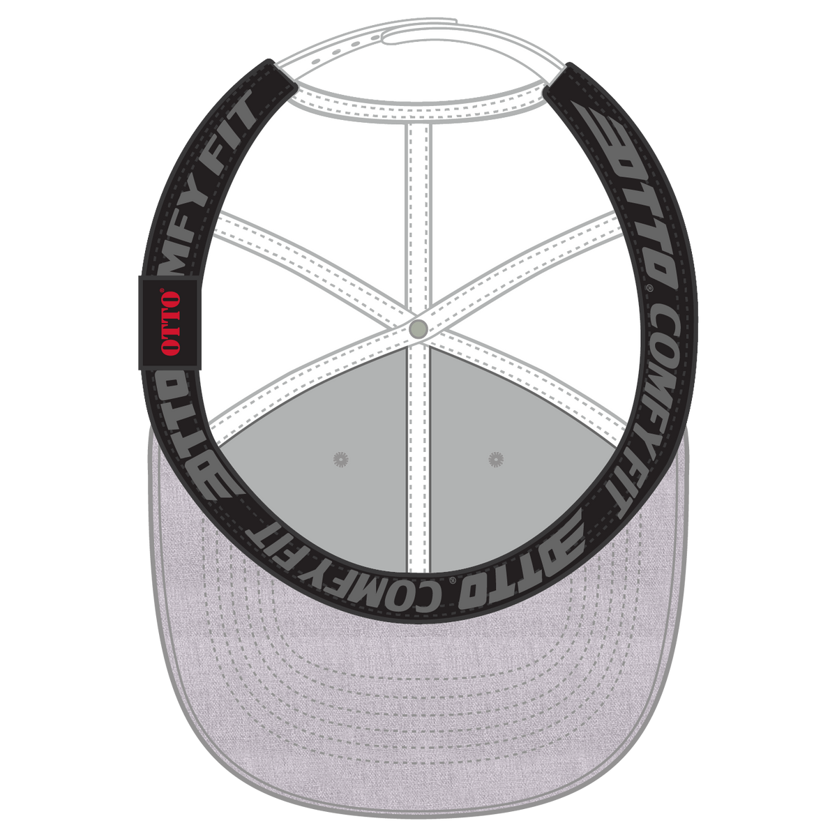 Inside View of 747416B - HeatherGray/HeatherGray/White OTTO CAP "OTTO COMFY FIT" 6 Panel Low Profile Mesh Back Trucker Hat