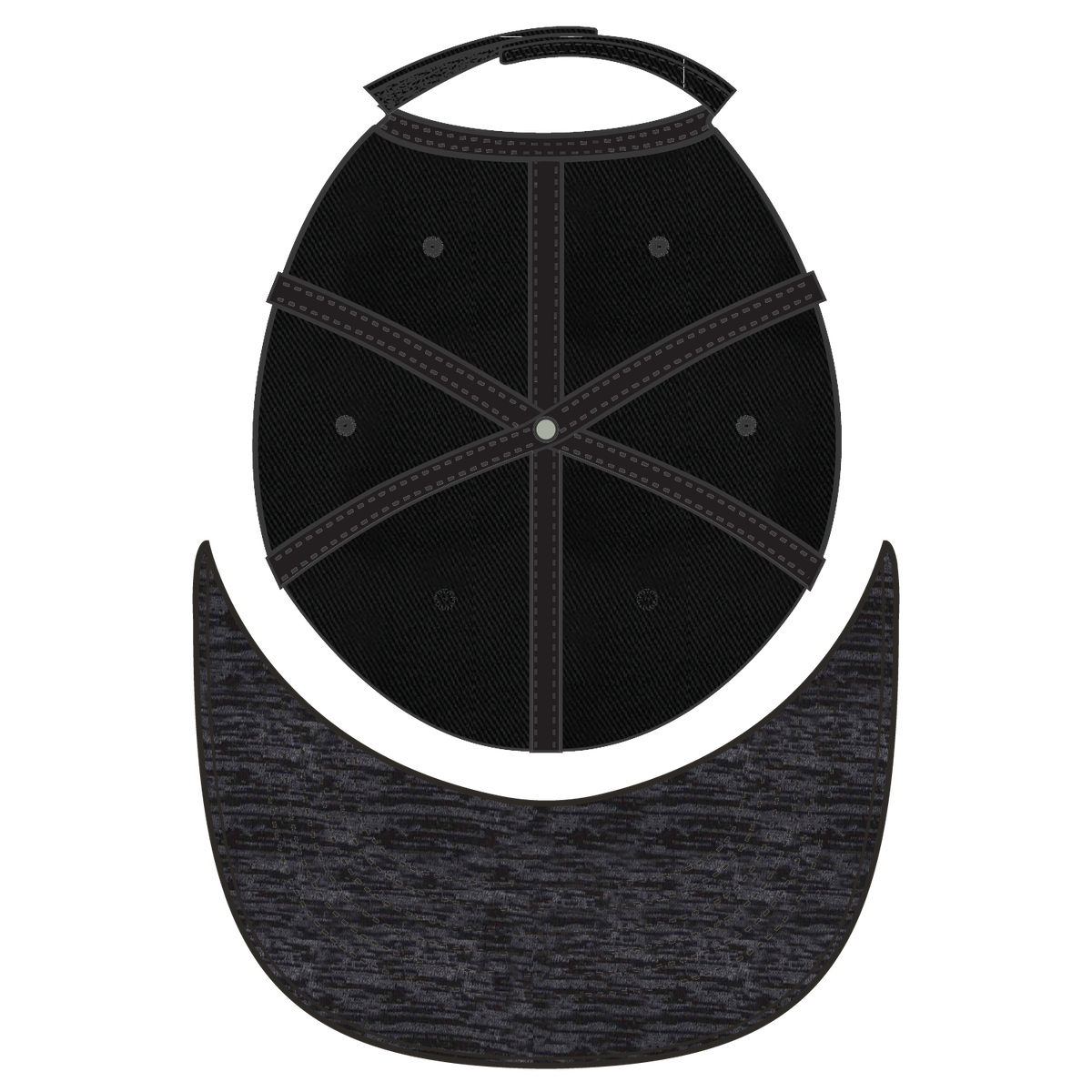 Inside View of 8003 - Hth.Blk/Blk OTTO CAP 6 Panel Low Profile Baseball Cap