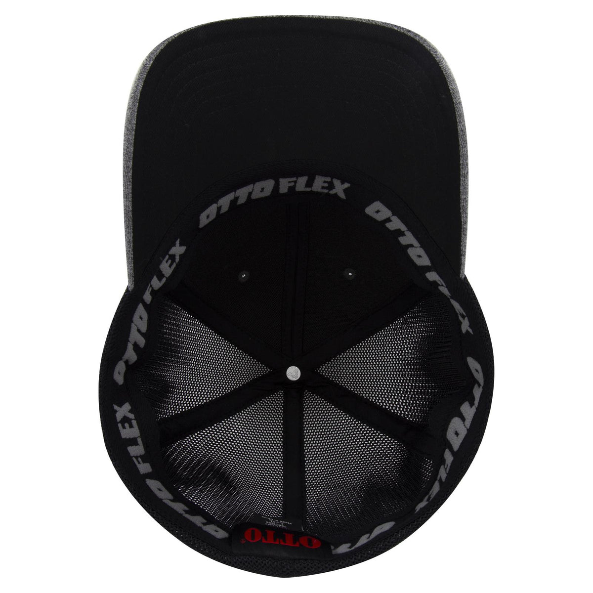 Inside View of 8003A - Ht.Blk/Blk OTTO CAP "OTTO FLEX" Fitted 6 Panel Low Profile Mesh Back Trucker Hat