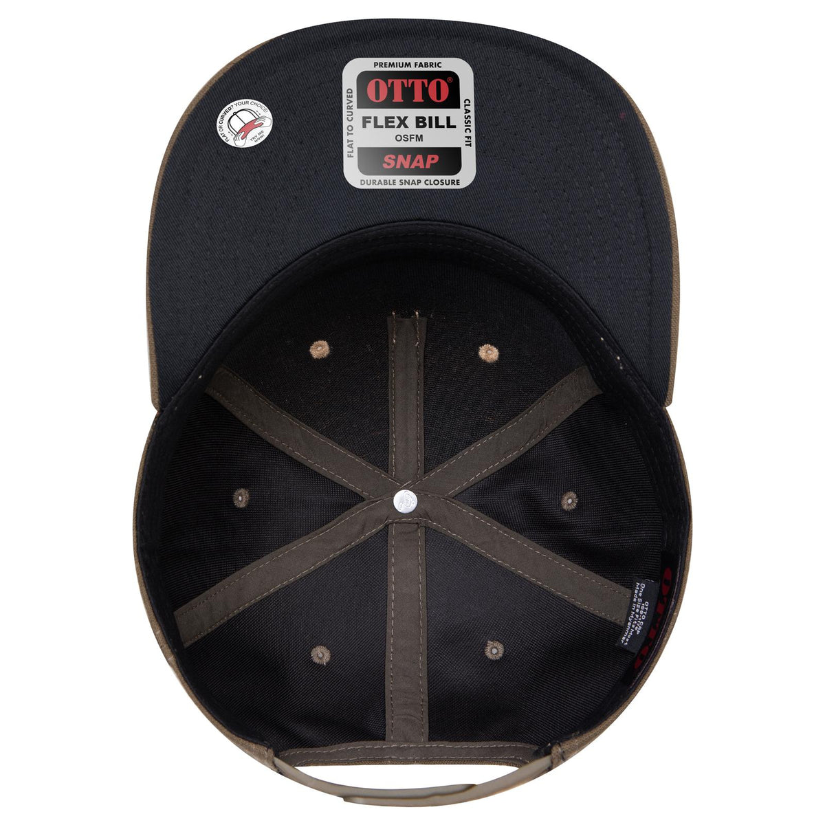 Inside View of 8311283 - Ml Grn/Crk/Ml Grn OTTO CAP "OTTO SNAP" 5 Panel Pro Style Snapback Hat
