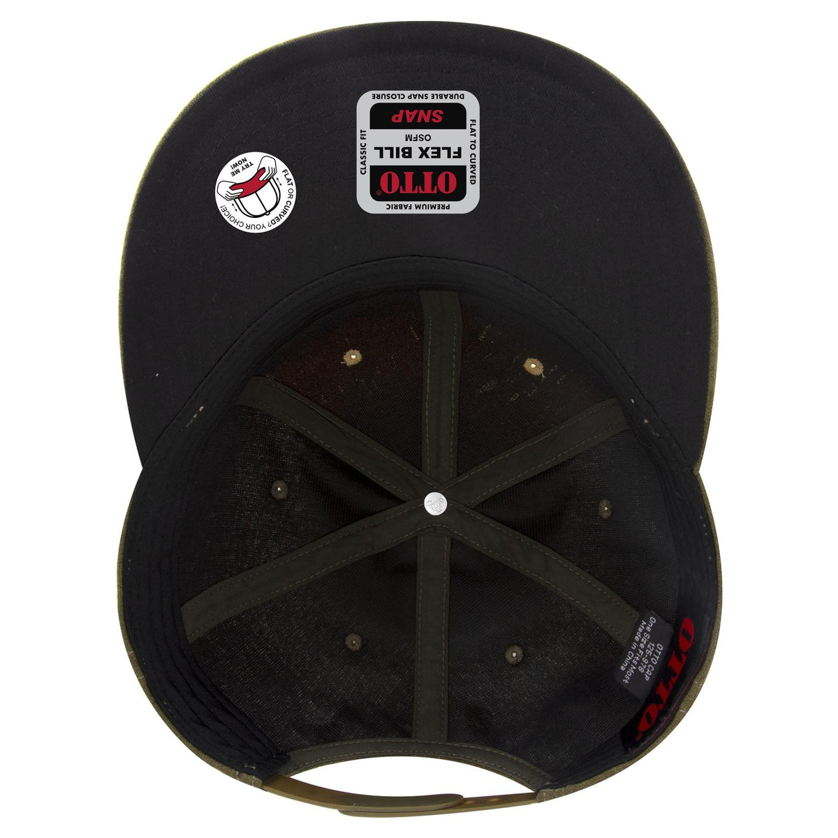 Inside View of 8311283 - Ml Grn/Crk/Ml Grn OTTO CAP "OTTO SNAP" 6 Panel Pro Style Snapback Hat