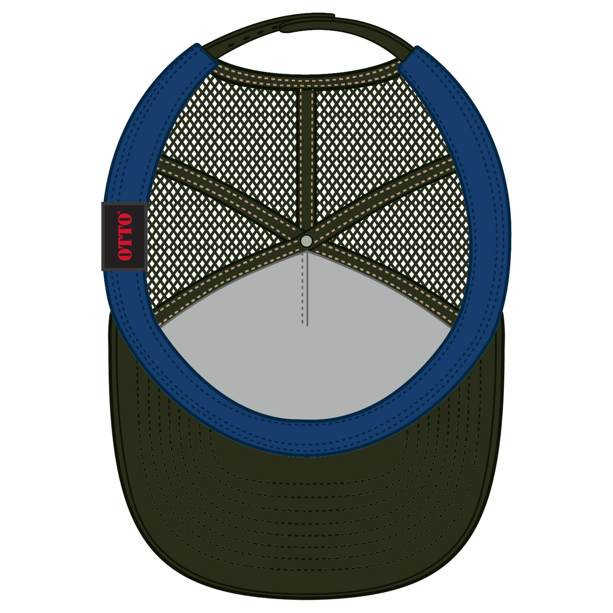 Inside View of 8311283B - Ml Grn/Crk/Ml Grn OTTO CAP "OTTO SNAP" 5 Panel Pro Style Mesh Back Trucker Snapback Hat