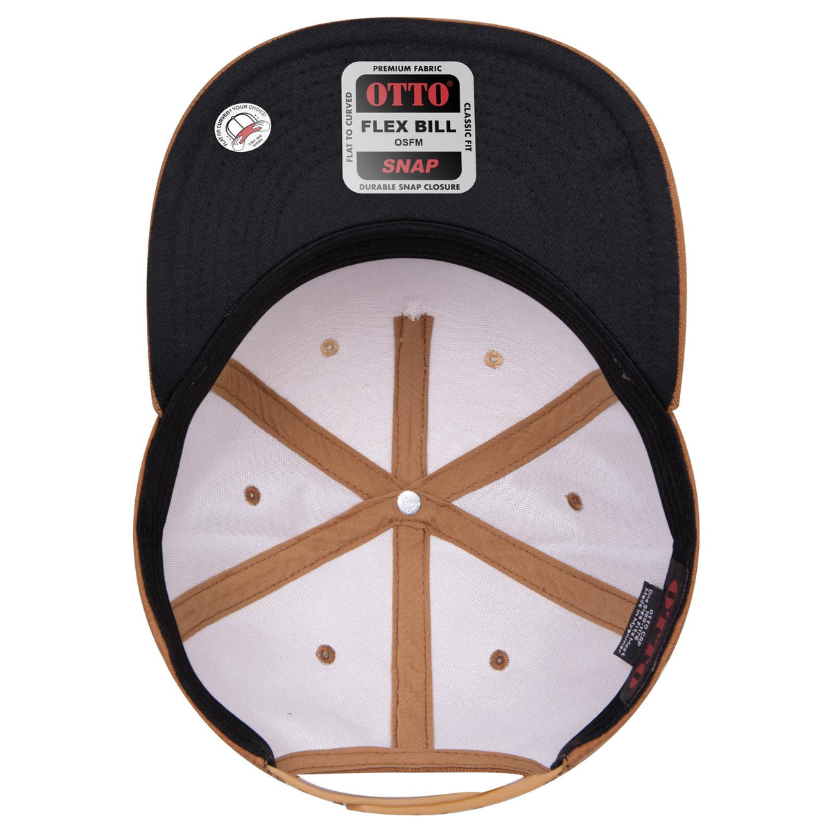Inside View of 8411284 - Cy Brn/Crk/Cy Brn OTTO CAP "OTTO SNAP" 5 Panel Pro Style Snapback Hat