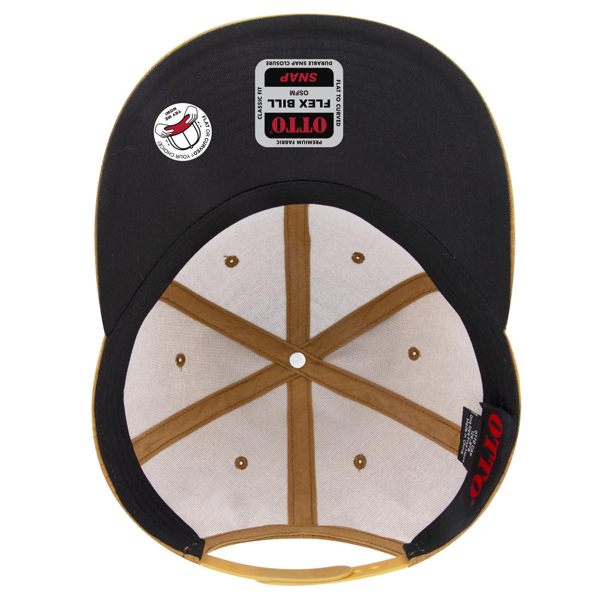 Inside View of 8411284 - Cy Brn/Crk/Cy Brn OTTO CAP "OTTO SNAP" 6 Panel Pro Style Snapback Hat