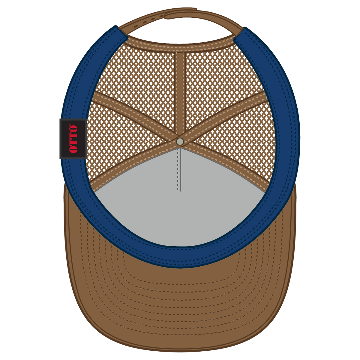 Inside View of 8411284B - Cy Brn/Crk/Cy Brn OTTO CAP "OTTO SNAP" 5 Panel Pro Style Mesh Back Trucker Snapback Hat