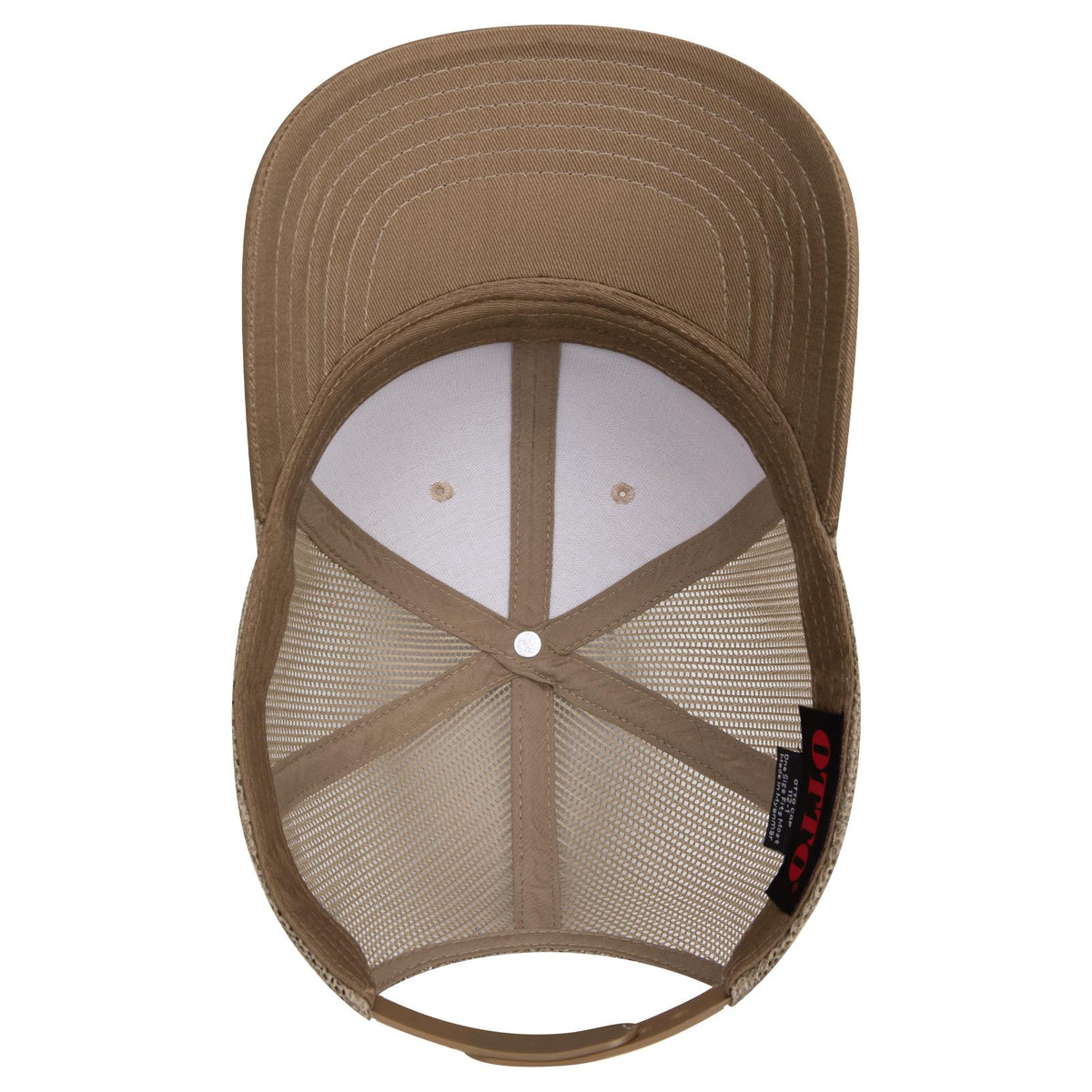 Inside View of 843284 - C.Brn/Kha/C.Brn OTTO CAP 6 Panel Mid Profile Mesh Back Trucker Hat