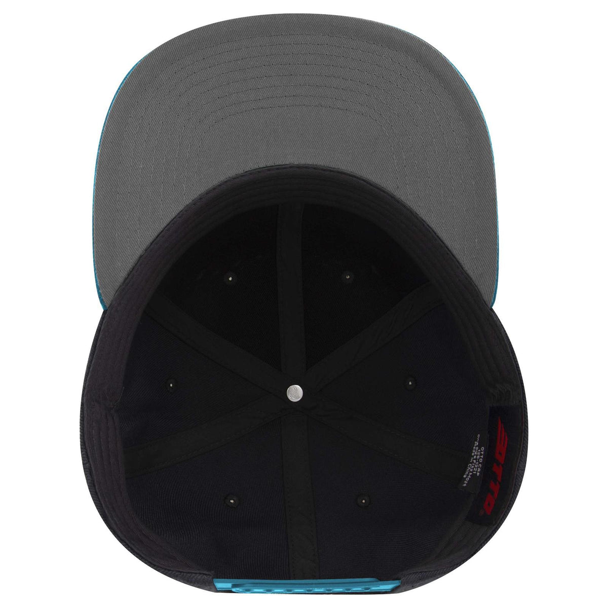 Inside View of 970303 - Aqua/Blk/Blk OTTO CAP "OTTO SNAP" 6 Panel Pro Style Snapback Hat