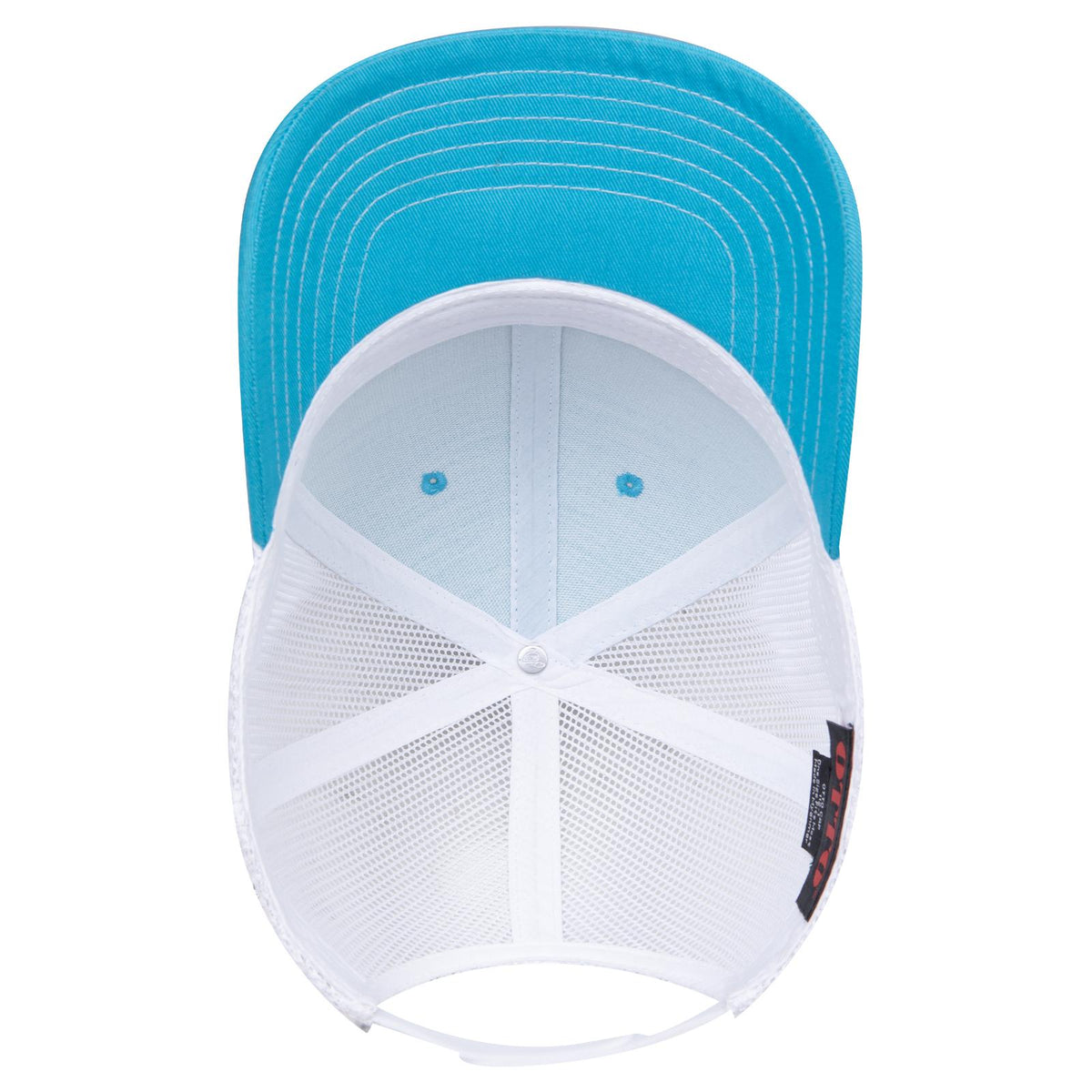 Inside View of 979716 - Aqua/Aqua/Wht OTTO CAP 6 Panel Mid Profile Mesh Back Trucker Hat