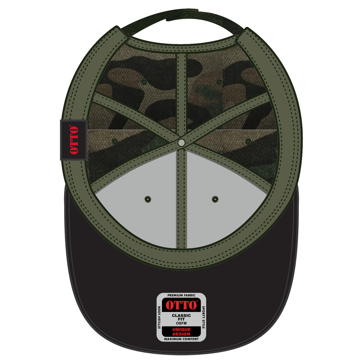 Inside View of CP004 - Camo 004 OTTO CAP 6 Panel Low Profile Baseball Cap