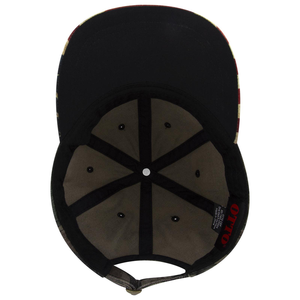 Inside View of CP004 - Camo 004 OTTO CAP 6 Panel Low Profile Baseball Cap