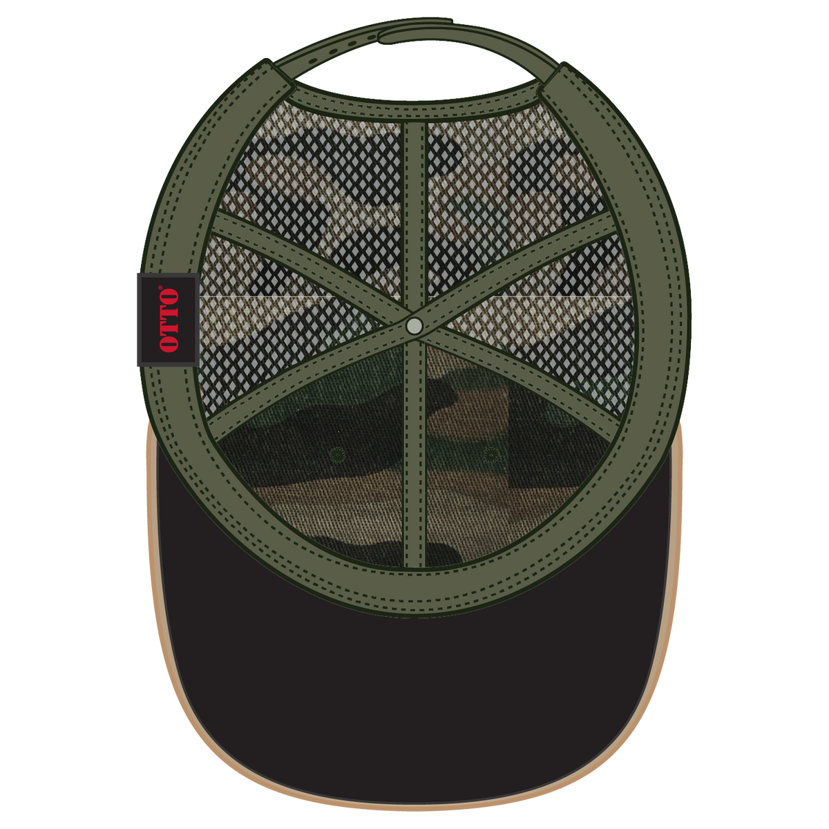 Inside View of CP004 - Camo 004 OTTO CAP 6 Panel Low Profile Mesh Back Trucker Dad Hat