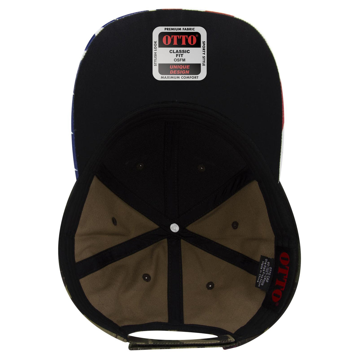 Inside View of CP008 - Camo 008 OTTO CAP 6 Panel Low Profile Baseball Cap
